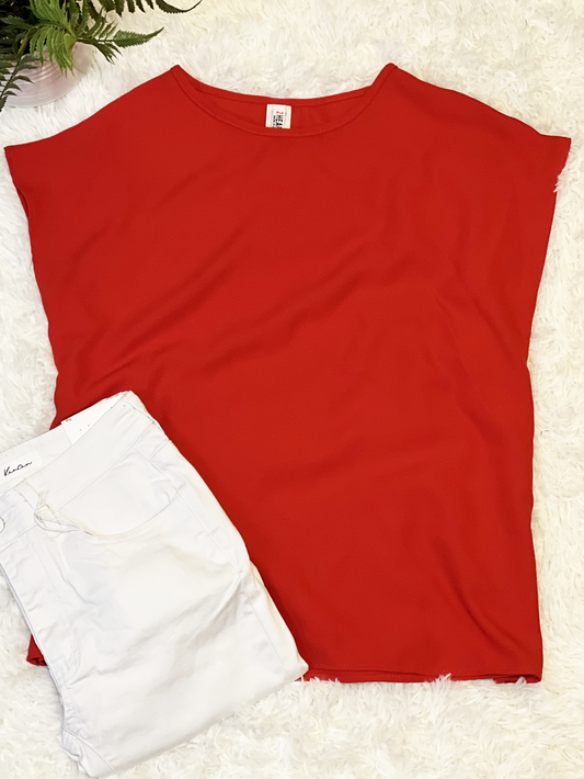 Cap Sleeve Top (Red)-FINAL SALE