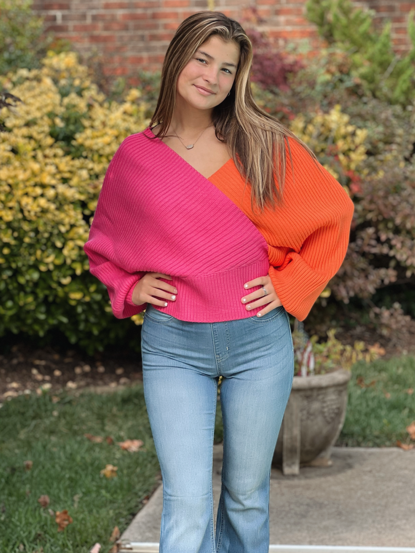 Color Block Wrap Sweater