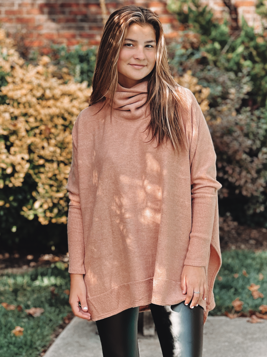 Cowl Turtle Neck High Low Sweater