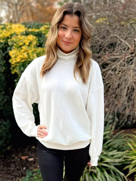 High Neck Knit Sweatshirt