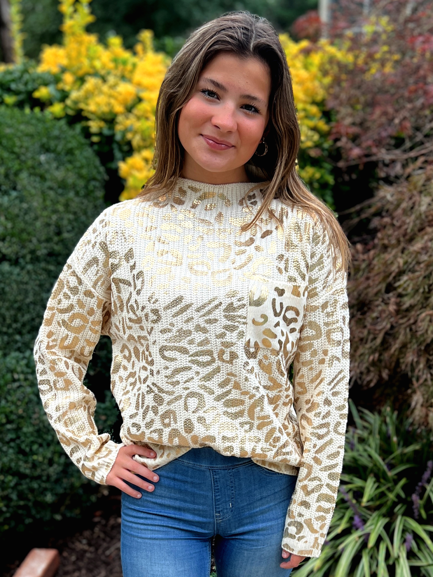 Metallic Leopard Print Top