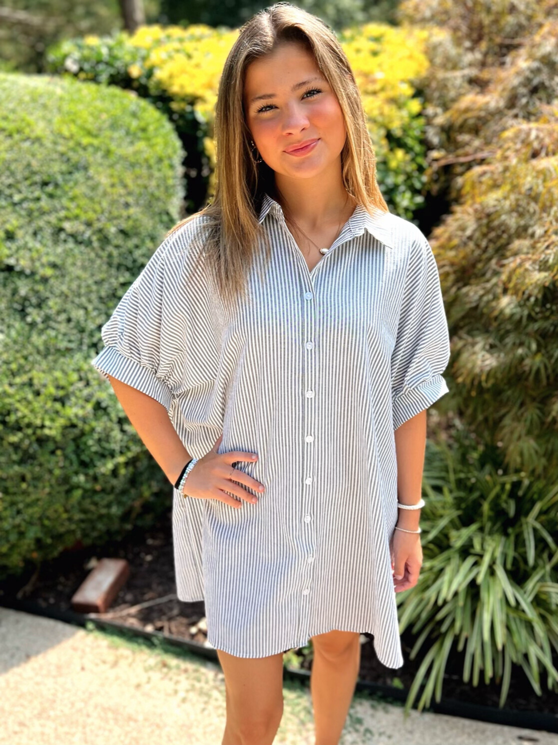 Oversized Button Down Striped Dress