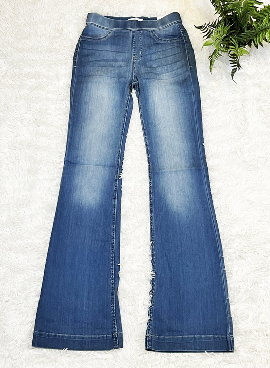 Light Denim Pull On Flare Jean